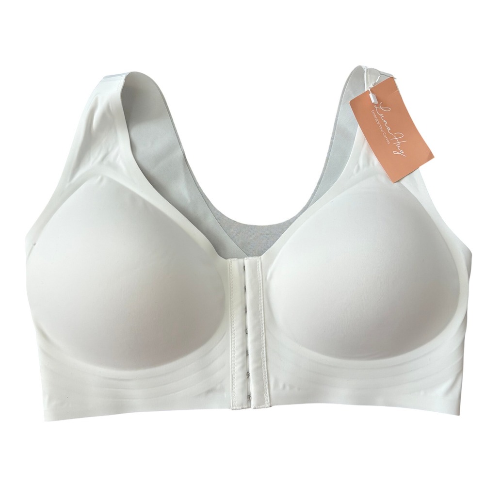 NWT Luna Hug Front Hook Bra Sz XL White Supportive Wireless